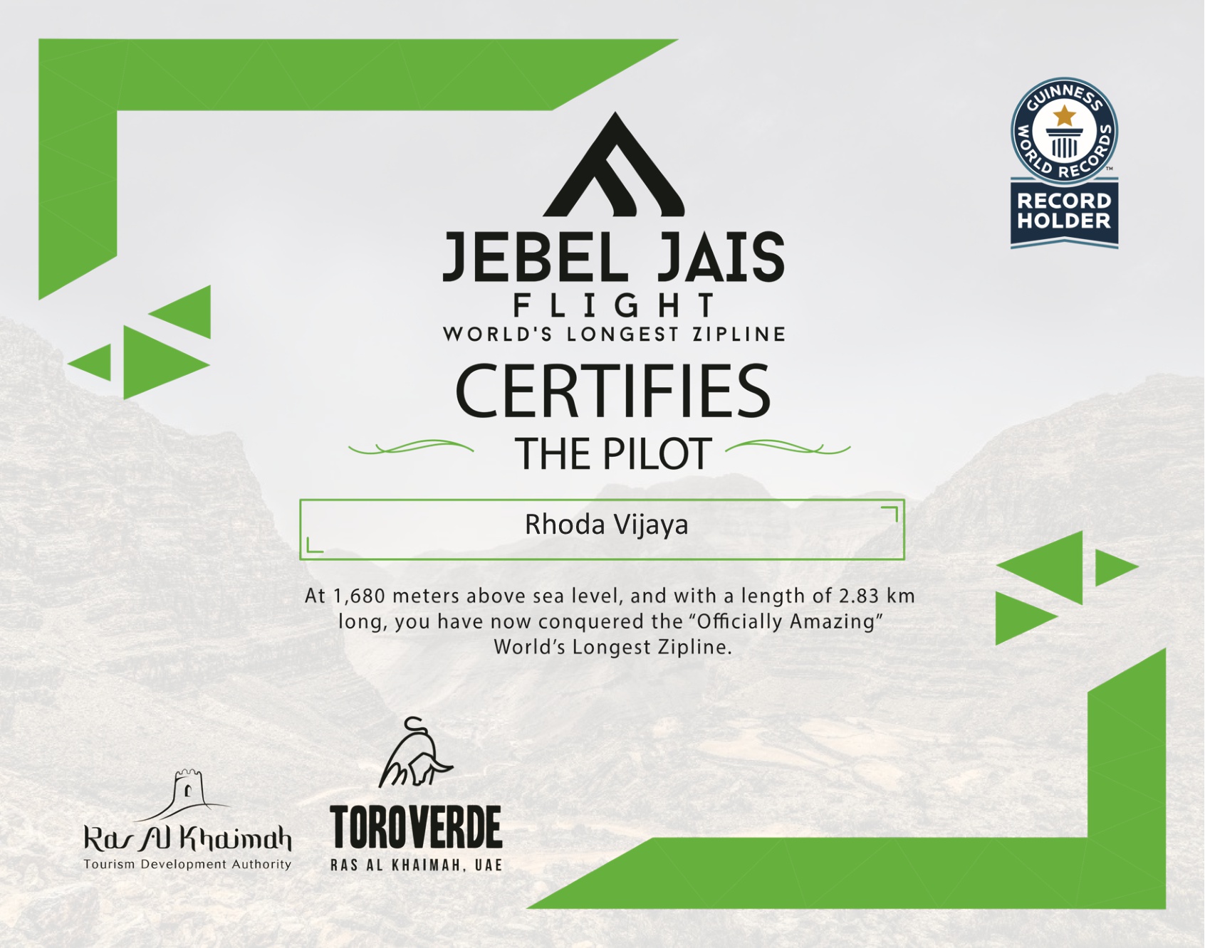 Zipline Certificate